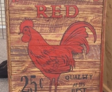 Red-Rooster-On-Red-Barn-Board